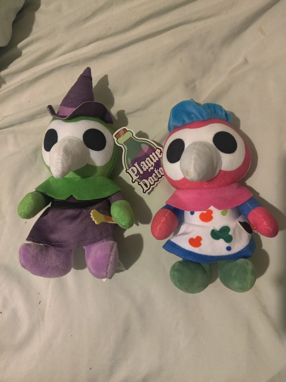Plague Doctor Plush Toy - Colorful Pink & Green Cute Stuffed Animal